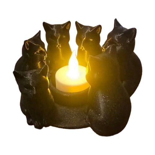 Candelabro de gato negro, candelabro impreso en 3D como decoración de escritorio, decoración de animales para el hogar, oficina en casa, sala de estar, dormitorio, cómoda