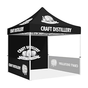 Custom Canopy Tent 10×10 with Logo Personalized Pop Up Canopy Tent with Optional Walls for Business Events Trade Shows Farmers Market Roller Bag IncludedDemo Distillery
