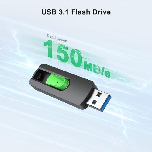 Aiibe 128GB USB 3.1 Flash Drive 5 Pack Thumb Drive 128GB USB Drive Retractable Jump Drives Upgraded 150MB/s Memory Stick Multipack (Cyan, Green, Purple, Red, Yellow) by Aiibe - Image 3