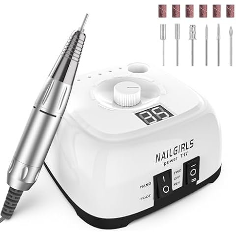 Electric Nail Drill Professional Machine,NAILGIRLS Electric Nail File E-File Nail Drill Kit for Gel Acrylic Nails,Portable 35000RPM Manicure Pedicure Polishing Shape Tools for Home Salon Use Cover