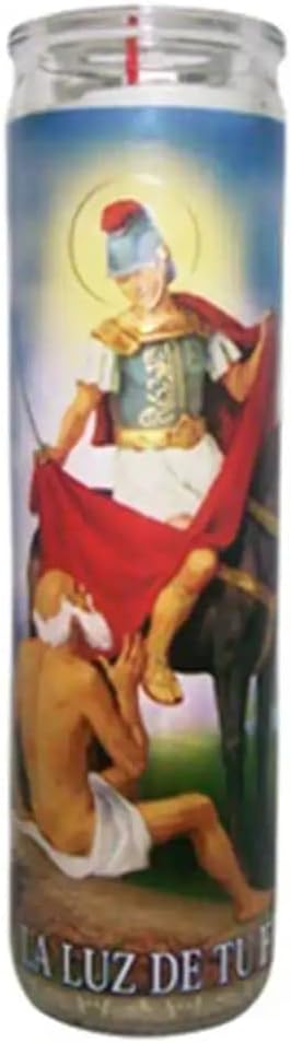 San Martin Caballero Red Devotional Candle – 8" Tall Glass Jar – 7-Day Prayer Candle for Prosperity, Protection & Good Luck (Pack of 12)