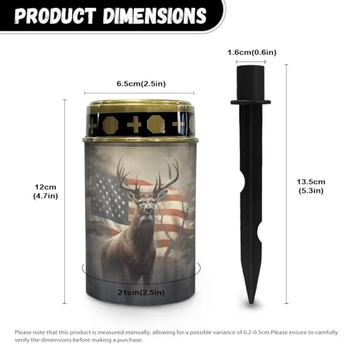 Image of Poceacles Outdoor Lights Solar Powered Flameless Candle Cemetery Votive Candles Waterproof Outdoor Memorial Candle Solar Stake Lights 4th of July Patriotic Decor, Deer American Flag Retro, Pack of 4