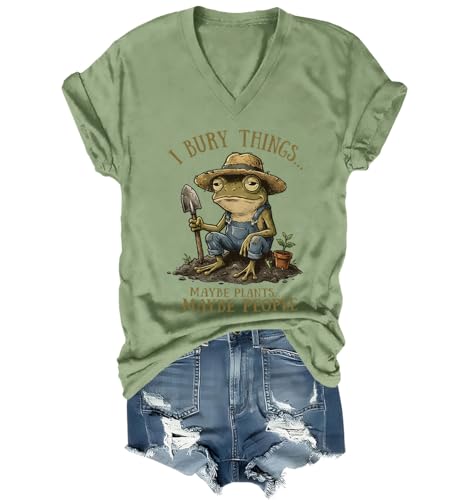 I Bury Things Maybe Plants Maybe People T-Shirt Funny Dark Humor Frog Gardener Tshirt Tee