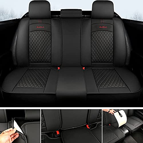Giant Panda Rear Car Seat Cover Luxury Faux Leatherette Bench Seat Cushion Cover Solid Black, Fit Most Cars Suv Pick-Up Trucks #TOP1
