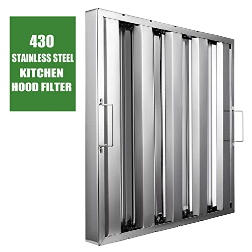 Stainless Steel Hood Filter 19.5W x 19.5H Inch, 4 Grooves Commercial Kitchen Restaurant Range Hood Filters, Set of 6 Grease Filter for Grease Rated Commercial Kitchen Exhaust Hoods