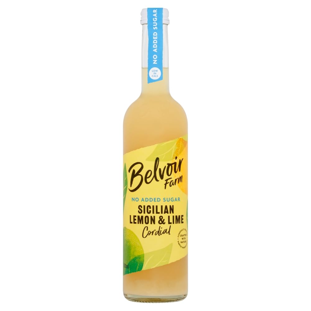 Belvoir Farm - Sicilian Lemon & Lime Cordial, Simple Ingredients, Dilute to Taste, Crafted with Nature, Low in Calories, No Added Sugar, Gluten Free, Suitable for Vegetarians & Vegans 6x500ml