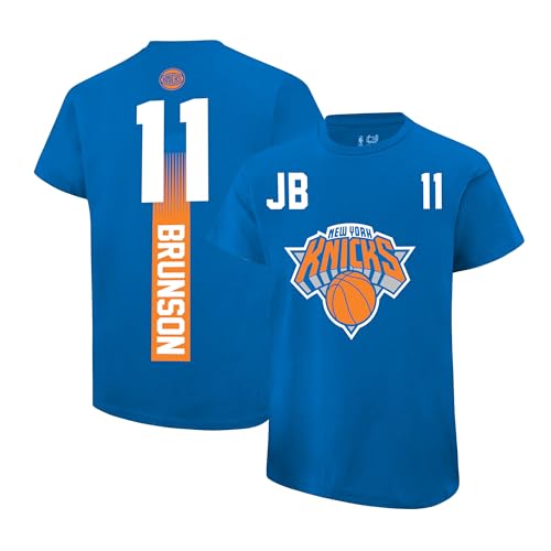 Ultra Game Youth NBA Official Standard Super Soft Fly High Players T-Shirt New York Knicks Jalen Brunson Team Color 18-20