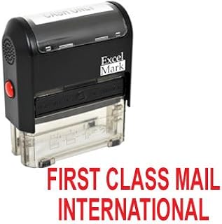 ExcelMark First Class Mail International Self Inking Rubber Stamp - Red Ink (42A1539WEB-R)