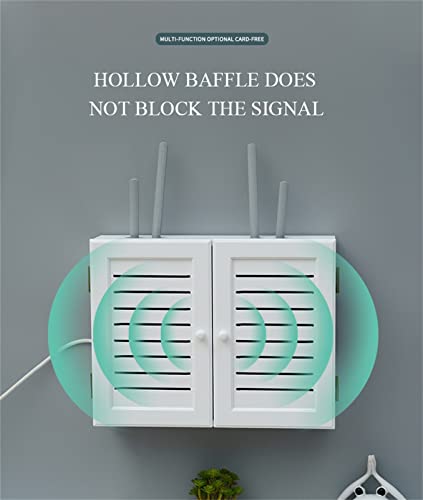 Scatola portaoggetti per router WiFi con sportello, cavo grande per scrivania/TV/computer, nasconde cavi e ingombri, bianco, 52 cm, ideale per hub USB e gestione dei cavi