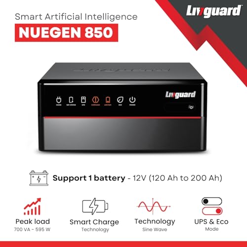 Livguard Neugen 700 VA/12V Pure Sine Wave Inverter with Artificial Intelligence | NUS850 for Homes and Offices | 3 Years Warranty view 2