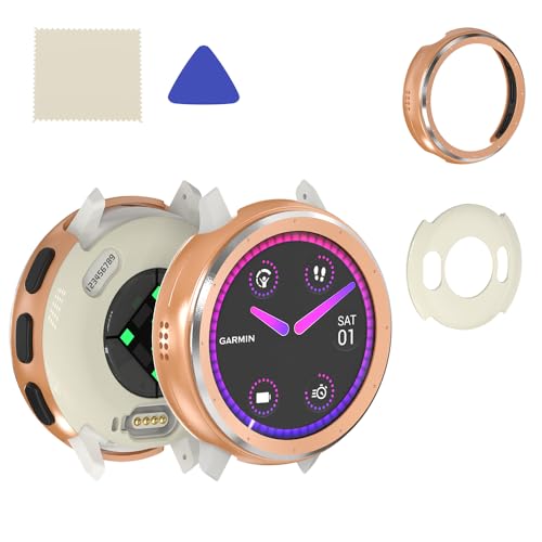 For Garmin Venu 3S -41mm 専用 軽量設計 金属フレームケース 強靭な保護性能 簡単取り外し 高硬度PCバックケース付属 清?布&オープンツール付き 3色選択可能 時計本体別売 (ローズゴールド)