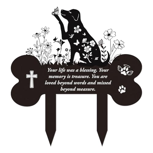 Rngmsi Pet Grave Markers Dog - Metal Memorial Plaques Garden Stakes for Outside Dogs Headstone Decor for Yard