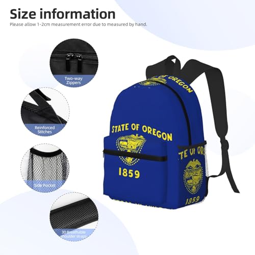 Sac à dos voyage imprimé drapeau Oregon noir robuste pour ordinateur