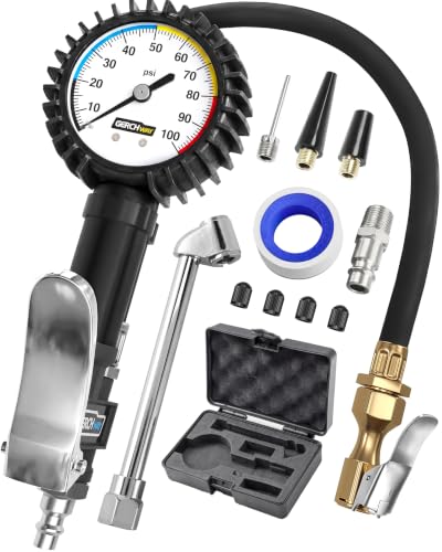 Image of Air Chuck with Tire Pressure Gauge and Inflator for Air Compressor 100 PSI