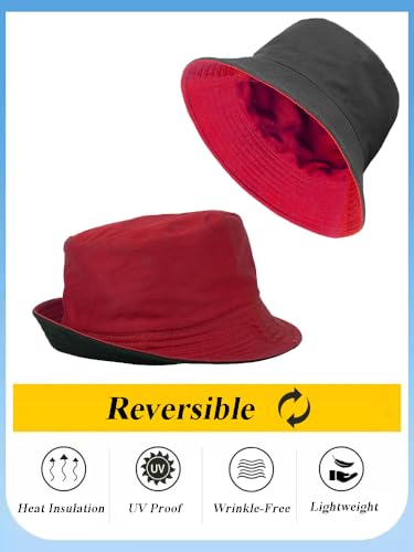 Image of Gelante Reversible Bucket Hat for Men and Women - Cotton, Outdoor Sun Protection Bucket Hats.