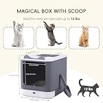 Upgraded Fully Enclosed Cat Litter Box with Lid, Covered Cat Box Enclosure, Anti-Splashing Easy to Clean Kitty Litter Boxes with Drawer, 3 Modes can Use from Kitten to Adult(White&Grey) - Image 3