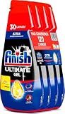 Finish Ultimate Gel, Detersivo per Lavastoviglie, 120 Lavaggi, 4 confezioni da 30 Lavaggi, Limone, Extra Potere Sgrassante, Extra Brillantezza, Pulizia Profonda