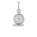 Marea Taschenuhr B41421/1 Unisex Silber - Metall, 47 mm, Analog, weißes Zifferblatt mit lateinischen Zahlen, Motiv auf Deckel und Kette