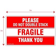 Kenco 3" X 5" Please Do Not Double Stack Fragile Thank You Stickers for Shipping and Packing - 500 Labels Per Roll