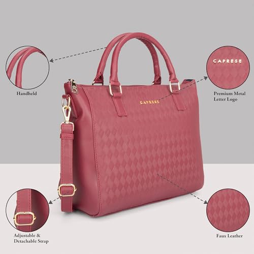 Image of Caprese Maddy Medium Textured Tote Bag for Women with Multi-Compartment | Elegant Shoulder Handbag with Adjustable & Detachable Strap | Fits Up to 16 Inch Laptop | Perfect for Office & Travel