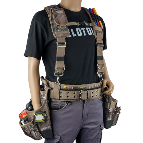 MELOTOUGH Camo Tool Belt with Suspenders Camouflage Tool Bag Supenders Framers Comb Apron Tool Belt Construction Tool Pouch Suspenders Heavy Duty Carpenter Suspension Rig for Electrician by MELOTOUGH - Image 9