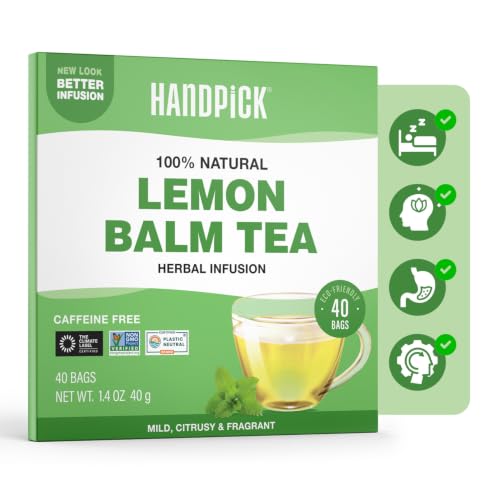Image of HANDPICK Lemon Balm Tea (40 Tea Bags) 100% Pure & Natrually Dried Leaf Tea