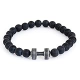 SS Fitness Barbell Elastic Men Women Sports Bracelet 8mm Black Beads (A: Style Yellow)