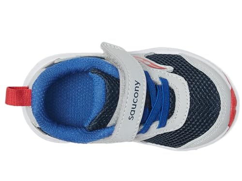 Saucony Kids (Vida) Kids Ride JR. Sneaker, Navy/Grey/RED, 9.5 US Unisex Toddler2