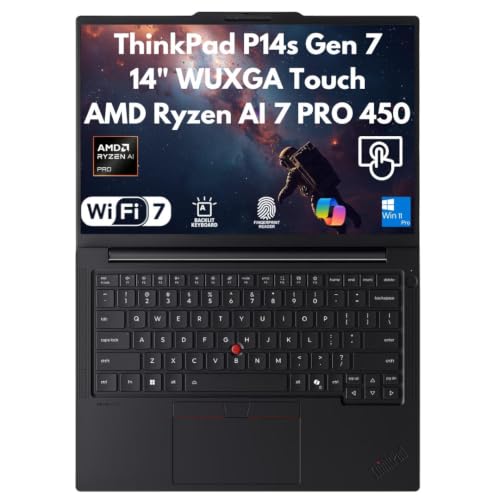 Image of Lenovo ThinkPad P14s Gen 7 AI Ready Mobile Workstation Laptop 2026, 14 inch WUXGA Touch, AMD Ryzen AI 7 PRO 450, Custom 16GB / 32GB DDR5 RAM, 1TB / 2TB PCIe SSD, FPReader, Wi-Fi 7, Copilot Windows 11 Pro