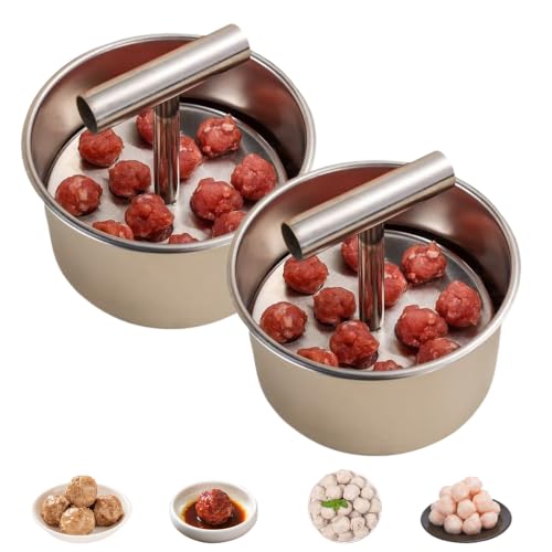Kitchen Stainless Steel Meatball Mould with 6 and 12 Holes, Manual Meatball Maker Tool, Stainless Steel Cooking Tray, Meatballs Mould with Anti-Stick, for Meals At Home Use Everyday Prep (12 holes)