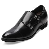 CHAMARIPA Men's Height Increasing Elevator Shoes Invisible Elevated Oxfords Leather Dress Shoes Cap-