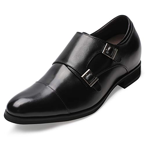 Chamaripa Men's Height Increasing Elevator Shoes Invisible Elevated Oxfords Leather Dress Shoes Cap-Toe Monk Strap 2.76 Inches Taller H81X92K071D 11 Us #TOP15