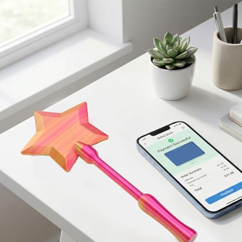 Jiawu Credit Card Wand, 3D Printed Lightweight PLA Plastic Contactless Payment Wand, Tap to Pay with Concealed Card Slot Star Top for Checkout Shoppers Children Educational Tool - Image 5