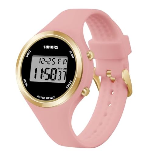 OFFCUP Montre Digitale Femme, LED Montre Numérique avec Chronomètre, Bracelet en Silicone Fonction Réveil Chronographe Montres Sport avec Bracelet pour Filles Adulte, Rose