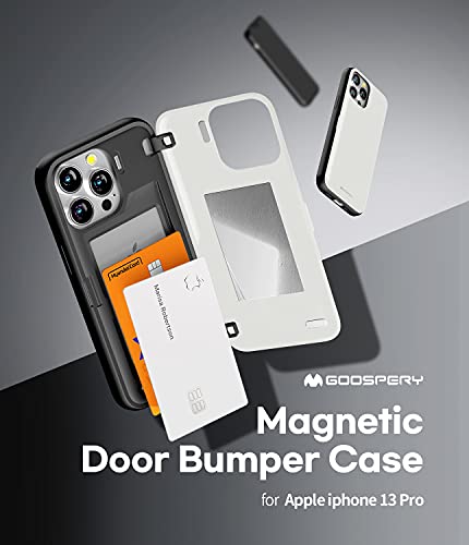 Goospery Custodia Magnetica, Compatibile Con Iphone 13 Pro, Con Porta Carte Di Credito A Doppio Strato, Con Specchio Nascosto (Bianco) - 2
