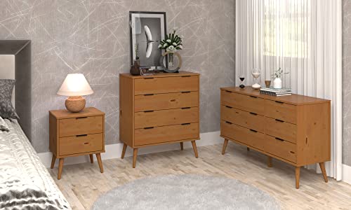 Alice 4 Drawers Chest Caramel Solid Wood Dresser For Bedroom | Elegant Chest Of Drawers|Bedroom Set Or Tv Stand For Kids Rooms #TOP2