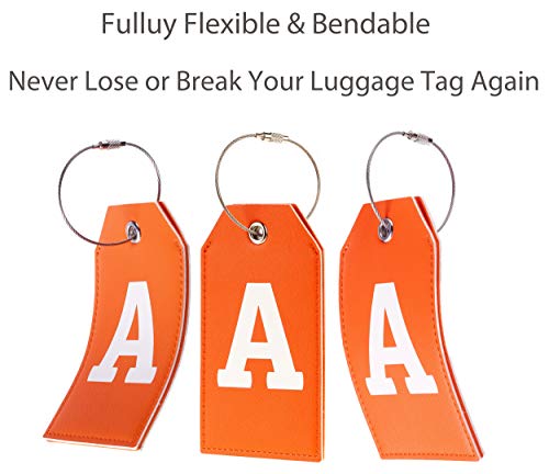 Toughergun Initial Letter Luggage Tag Leather With Full Privacy Cover And Travel Bag Tag Orange 1 Pcs Set(A) #TOP3