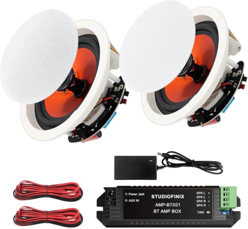 STUDIOFINIX Enceintes Bluetooth encastrées pour intérieur, cuisine, cinéma maison, chambre, bureau, terrasse couverte 16,5 cm 300 W (2 haut-parleurs)