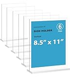 newnewshow Acryl-Schilderhalter, 21,6 x 27,9 cm, 6 Stück, vertikale T-Form, doppelseitig, Schreibtisch-Display-Halter. (optionale 21,6 x 28,9 cm, 8,5 x 5,5 cm, 12,7 x 17,8 cm, horizontal und vertikal)