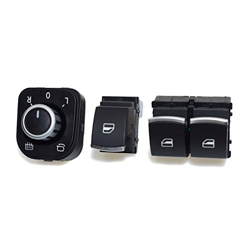 Set of 3 Chrome Electric Power Window Mirror Switch For VW Eos Golf MK5 MK6 GTI