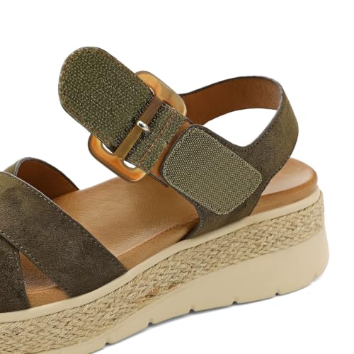 Image of UBFEN Womens Platform Sandals Low Wedge Espadrille Orthopedic Arch Support