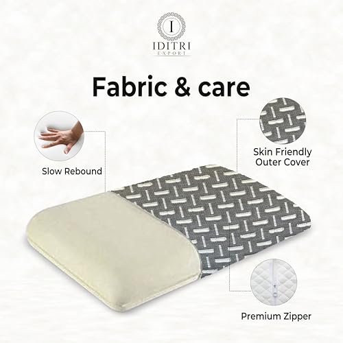 Image of Cervical Neck Pillow, Ergonomic Contour Memory Foam for Sleeping, 220 GSM Jacquard Weave Cover, 55x38x10 cm, Gray Geometric Pattern, Support for Stiff Shoulder and Snoring Relief
