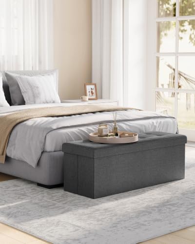SONGMICS 43.3 Inches Folding Storage Ottoman Bench, Load 660 lb