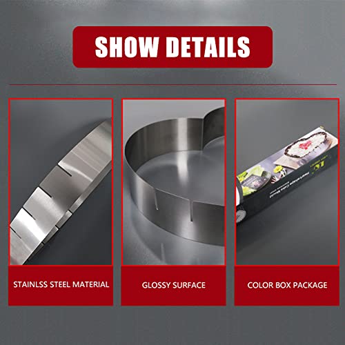 Oautosjy Heart-Shaped Cake Mold Ring, Adjustable Mousse Ring Heart Cake Rings For Baking, Stainless Steel 6-12 Inches Scalable Dessert Cutter Multipurpose Adjustable Cake Mold Pastry Mould Baking Tool #TOP3