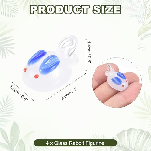 uxcell 4個セット 水晶うさぎ置物 0.9インチ 人工動物デコレーション 小さくてかわいい水晶オーナメント 文鎮 ガラスコレクターアイテム ホームオフィスセンター装飾用 ダークブルー [2]