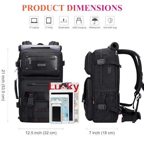 Image of WITZMAN Carry On Travel Backpack for Men Fit 17 Inch Laptop Airline Approved 3 in 1 Laptop Backpack