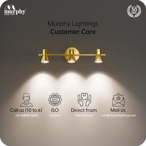 Image of Murphy TriGlow 3x5W LED Wall Track Light, 3C Color Changing (CW /WW /NW), Golden Finish, Adjustable 3 Spotlight Fixture, 15W Indoor Wall Lamp for Living Room & Home Office, Pack of 2