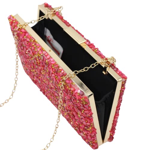 Pochette avec paillettes fuchsia et strass d'exception chic - 6