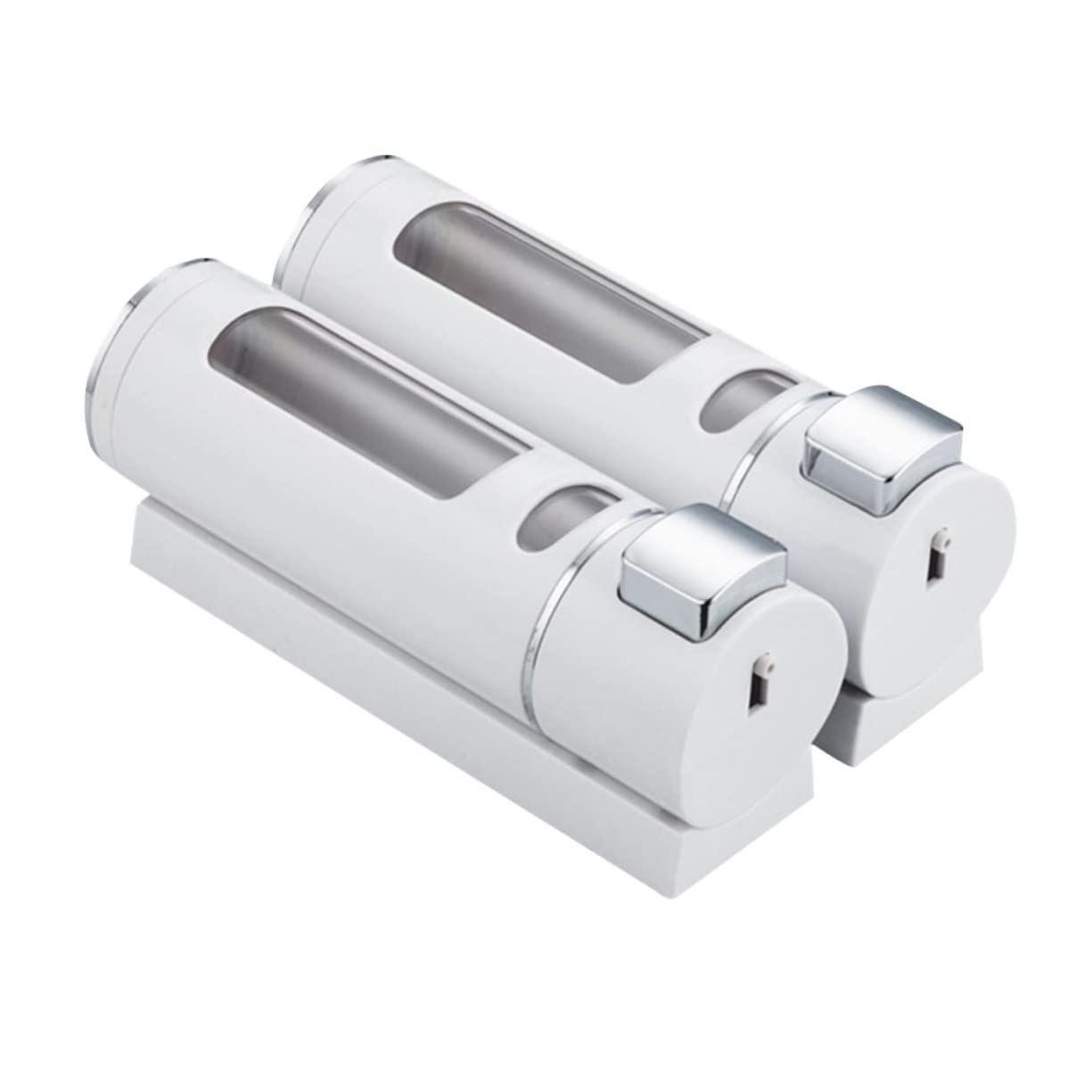 Dispenser di Sapone Liquido Bianco da Parete Doppia Testa Materiale Abs Facile da Installare, Design Finestra Trasparente per Bagno e Cucina