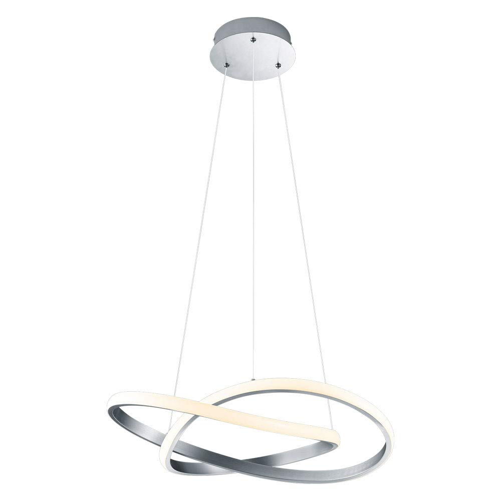 Reality Leuchten LED Pendelleuchte Course R32051107, Metall Nickel Matt, Acryl weiß, inkl. 27 Watt LED, Switch Dimmer